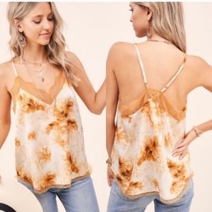 NWT Caramel Lace Trim Cami Camisole Layering Tank Top